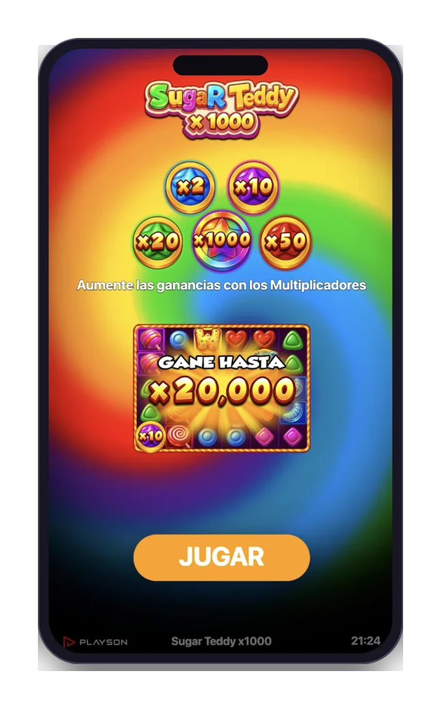 Pantalla de bienvenida del juego: los multiplicadores y el techo de x20.000.