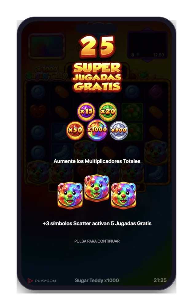 25 Super Jugadas Gratis, los multiplicadores del round y el retrigger de +5.